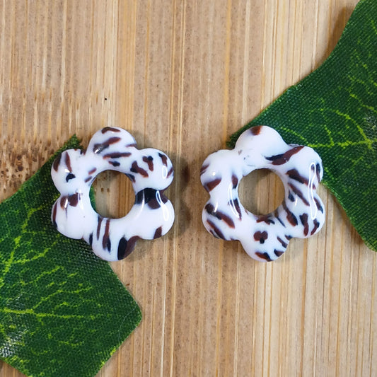 Pampilles petites fleurs - Blanche & Marron à motif vache