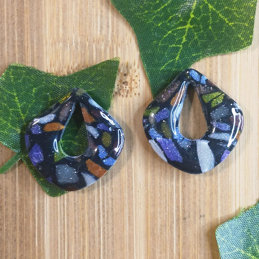 Pampilles gouttes - Noir à taches multicolores
