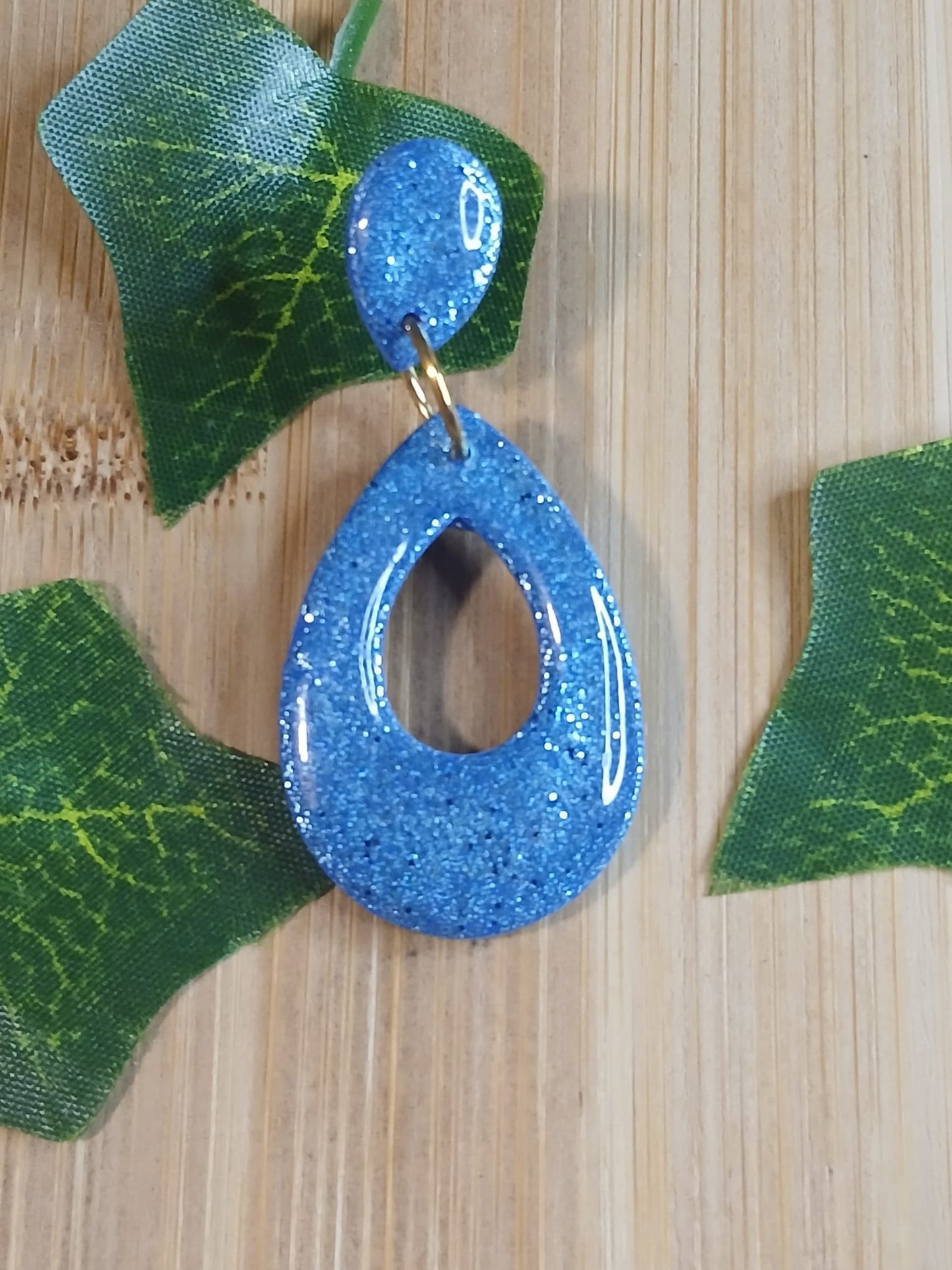 Boucles d'oreilles à puces pailletées - Bleu