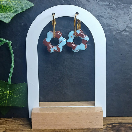 Pampilles petites fleurs - Bleue & Marron