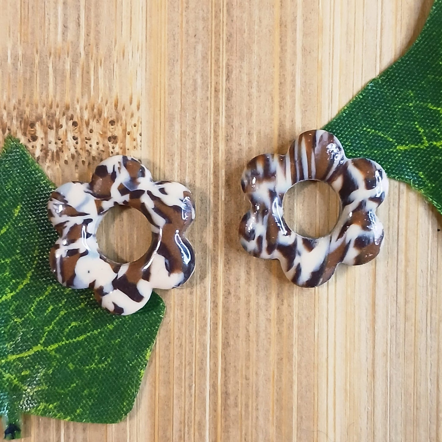 Pampilles petites fleurs  - Marron & Beige