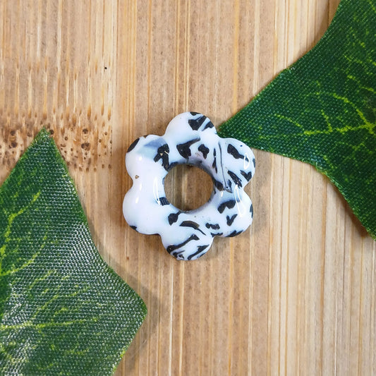 Pampilles petites fleurs  - Blanche & Noire à motif vache