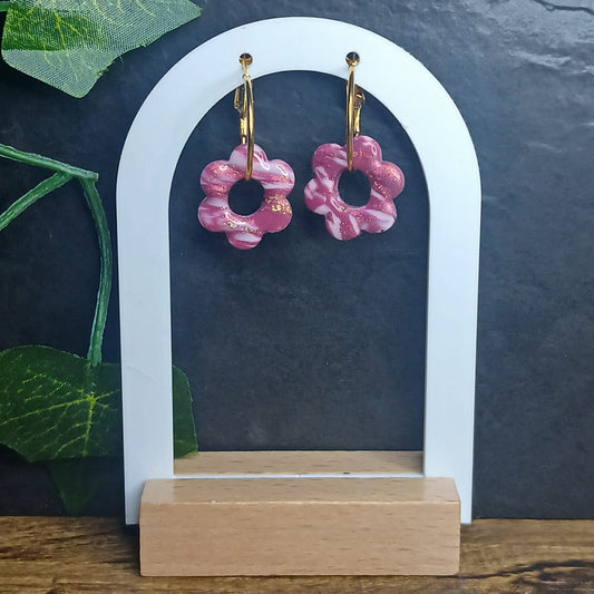 Pampilles petites fleurs pailletées - Violette