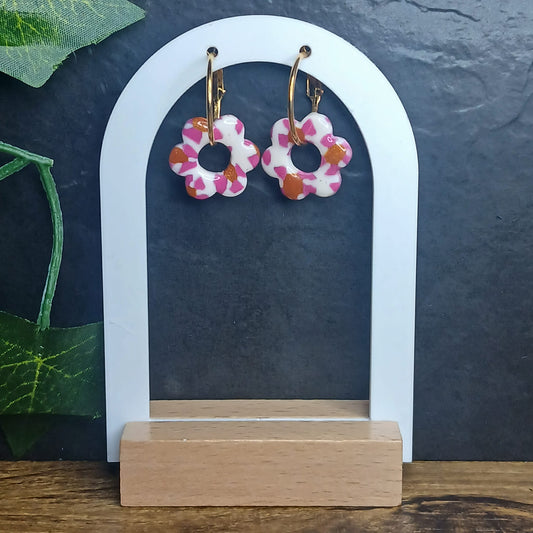 Pampilles petites fleurs - Blanche à taches violettes & dorées