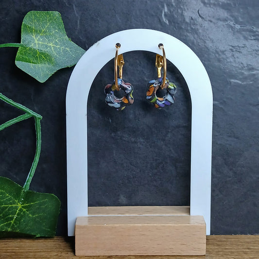 Mini Pampilles petites fleurs  - Noir à taches multicolores