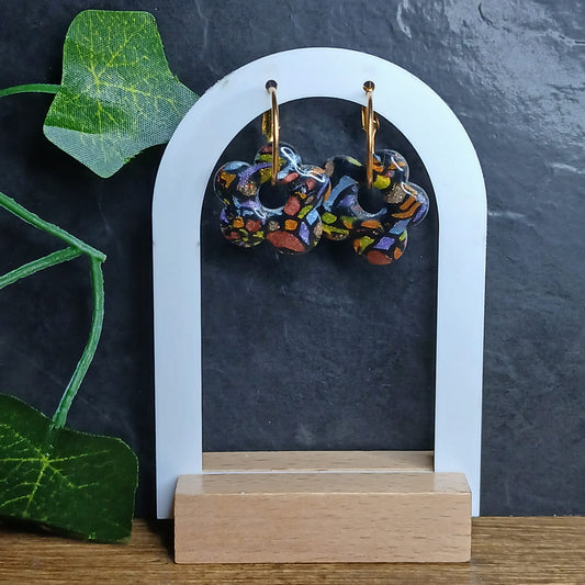 Pampilles petites fleurs  - Noir à taches multicolores