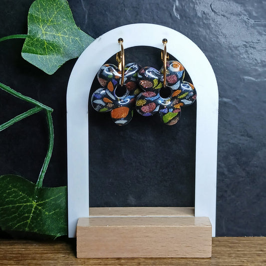 Pampilles fleurs  - Noir à taches multicolores