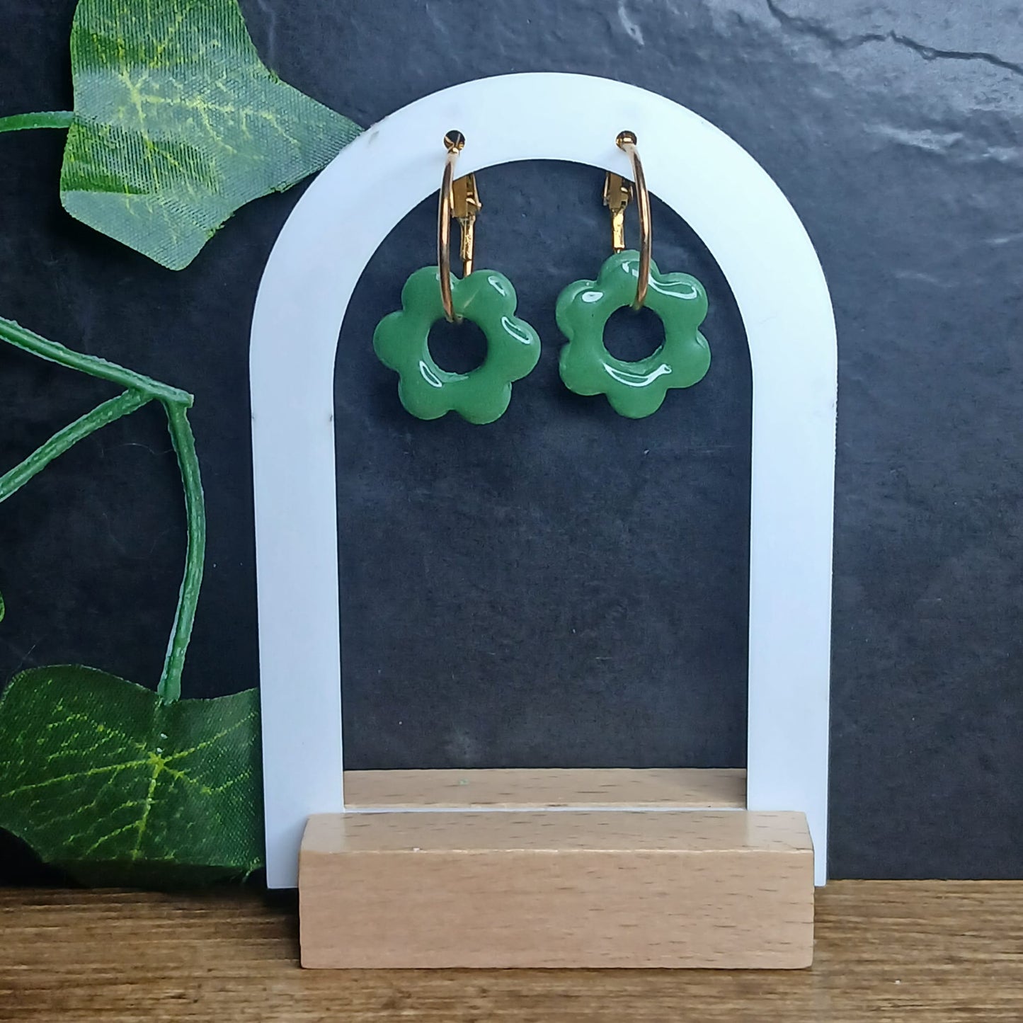 Pampilles petites fleurs  - Vert olive