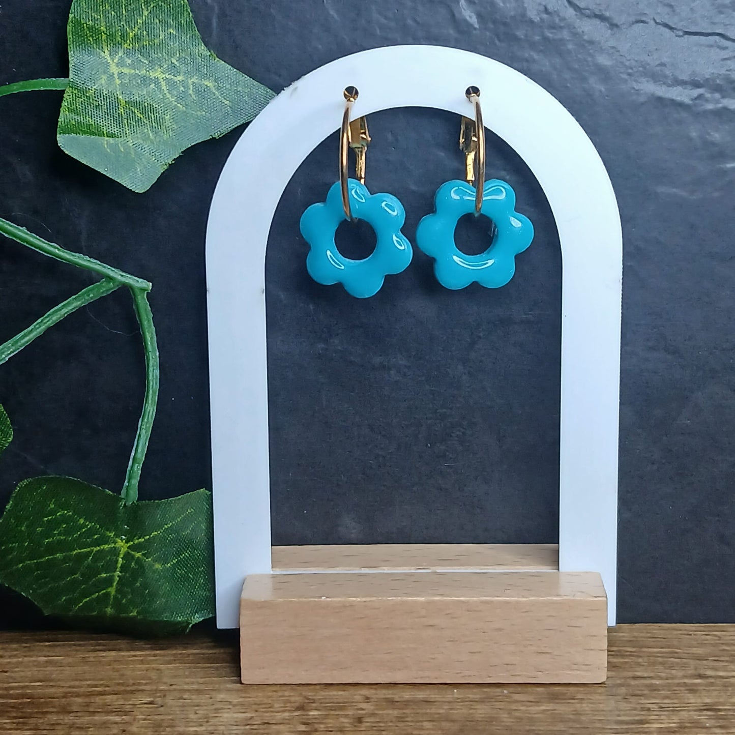 Pampilles petites fleurs  - Bleu turquoise