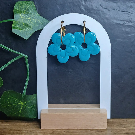 Pampilles fleurs  - Bleu turquoise