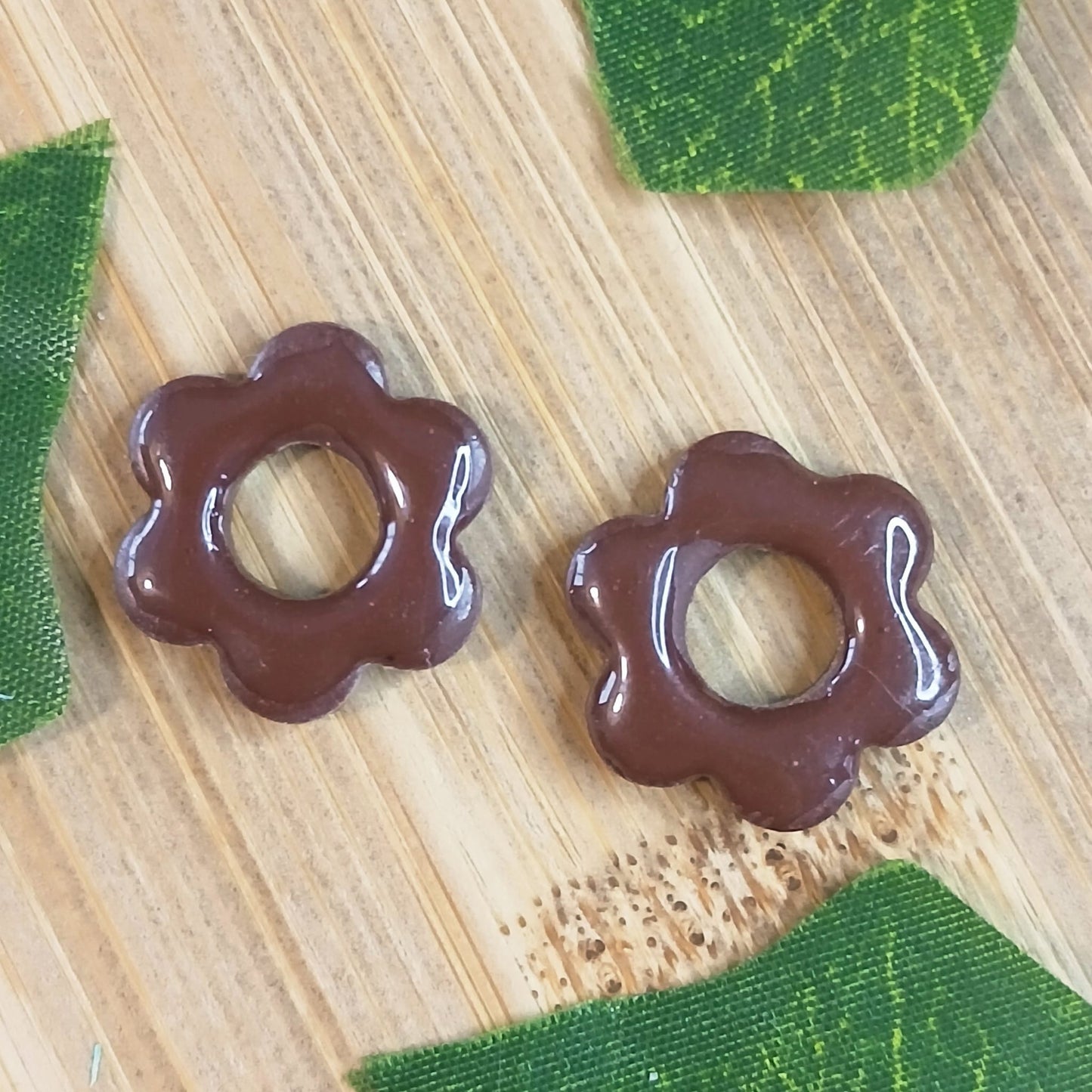 Pampilles petites fleurs  - Marron chocolat