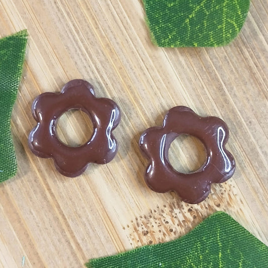 Pampilles petites fleurs  - Marron chocolat