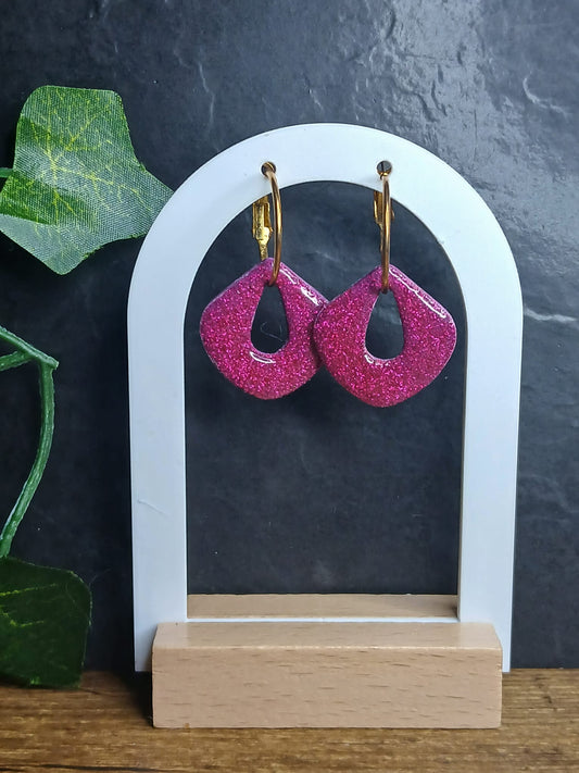 Pampilles gouttes pailletées - Rose Fuschia