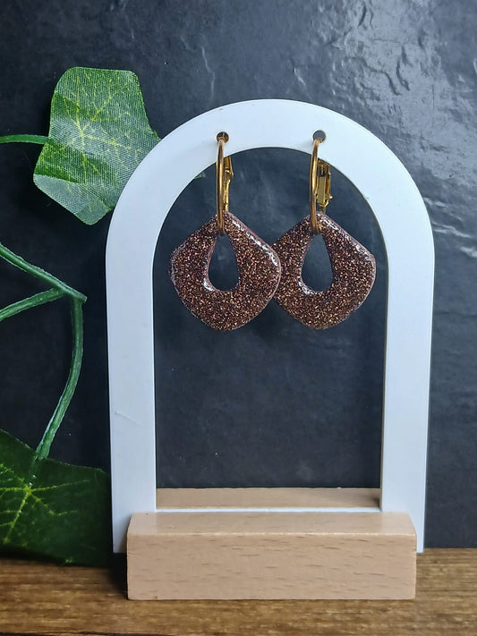 Pampilles gouttes pailletées - Marrons