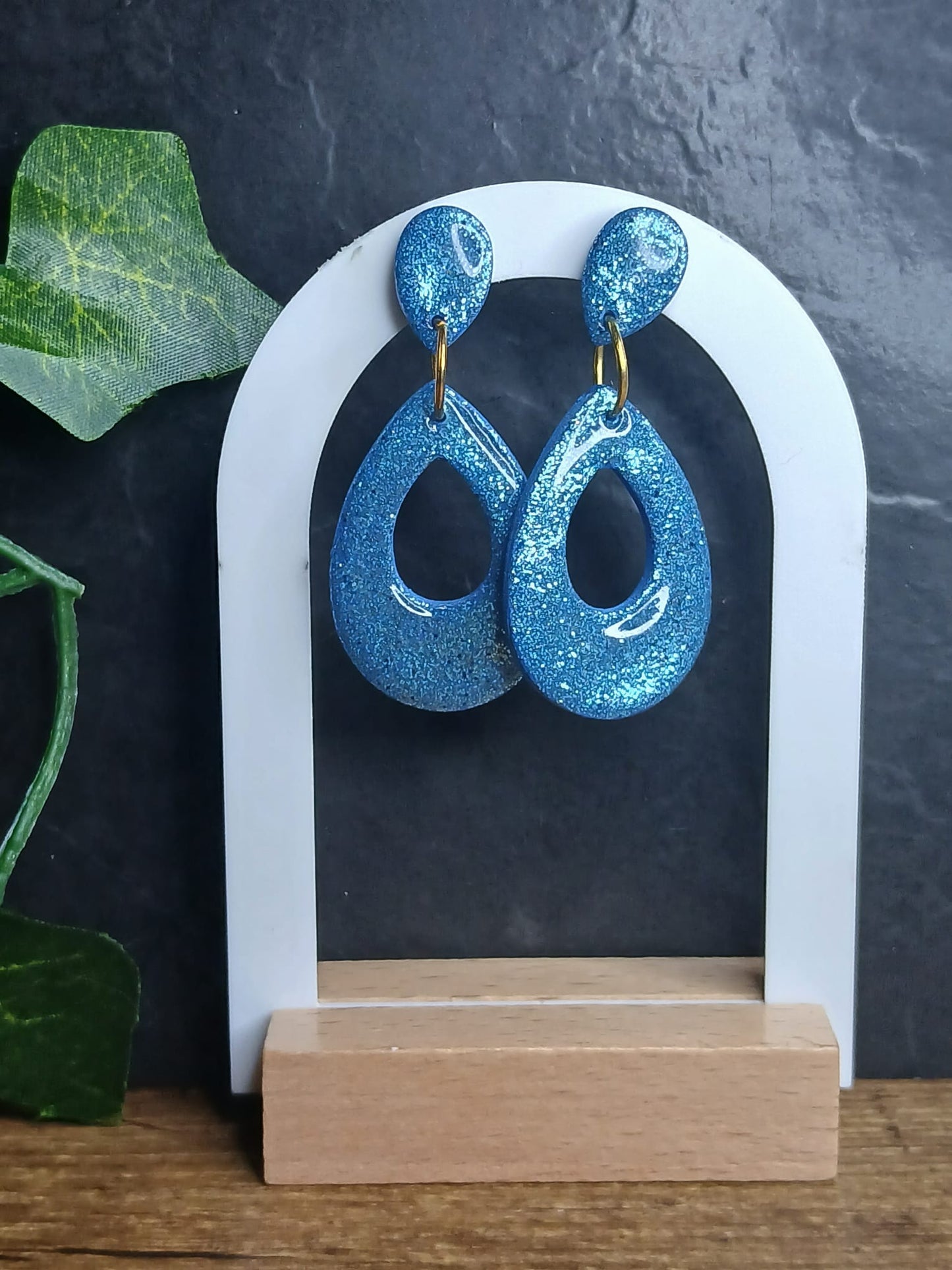 Boucles d'oreilles à puces pailletées - Bleu