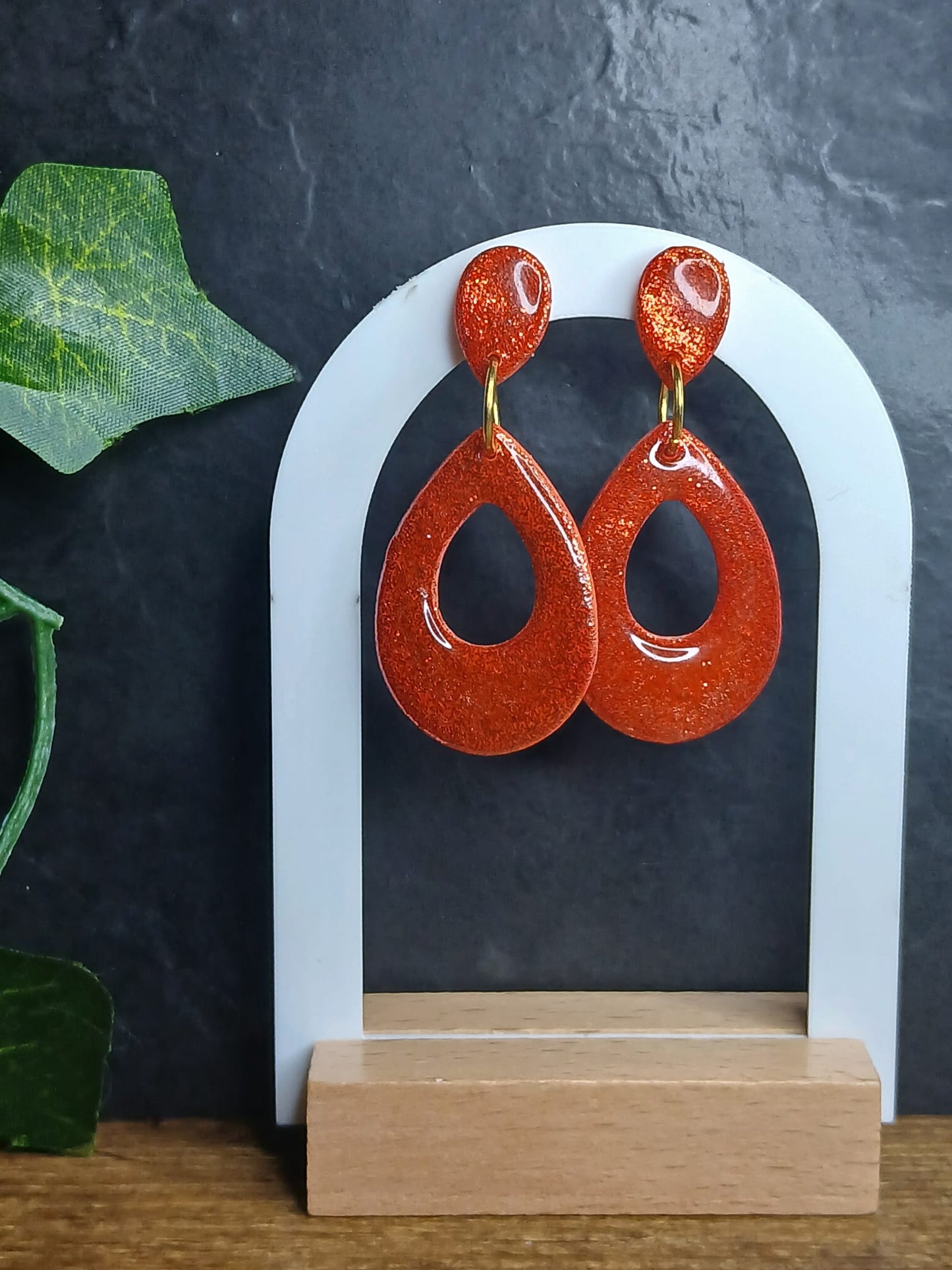 Boucles d'oreilles à puces pailletées - Rouge