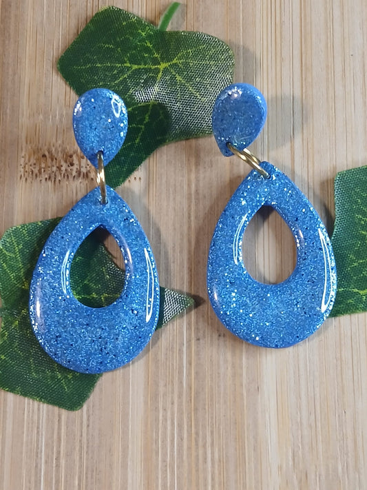 Boucles d'oreilles à puces pailletées - Bleu