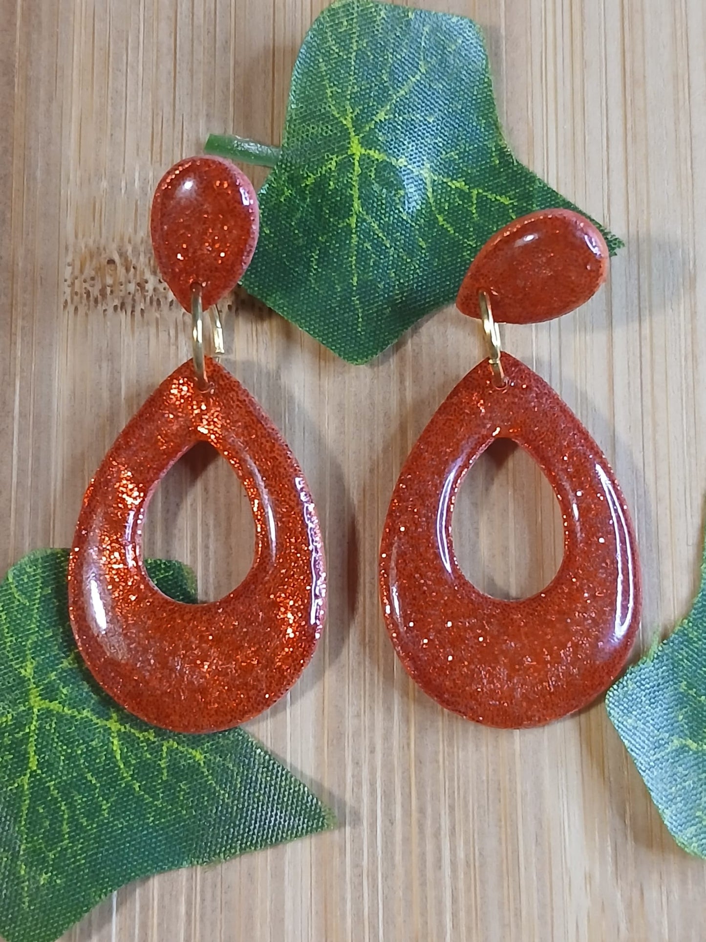 Boucles d'oreilles à puces pailletées - Rouge