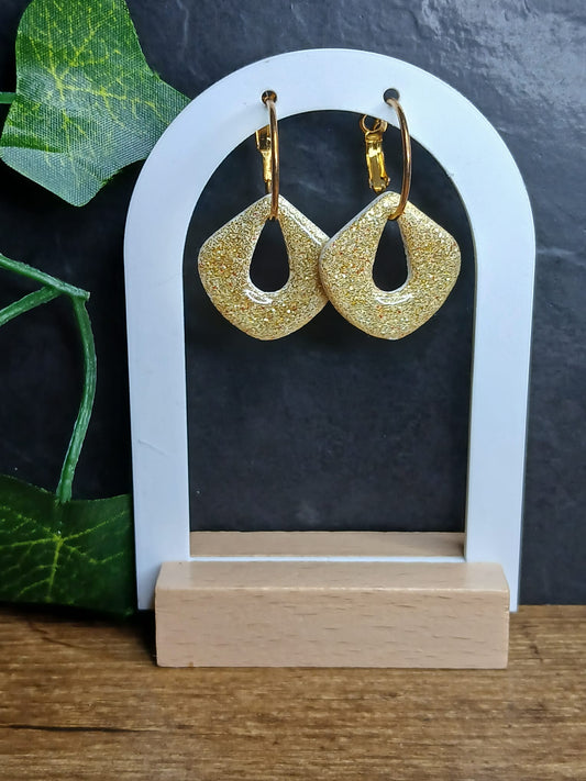 Pampilles gouttes pailletées - Dorée