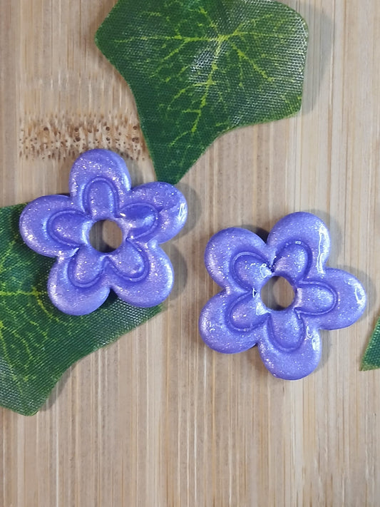 Pampilles fleurs pailletées - Violettes