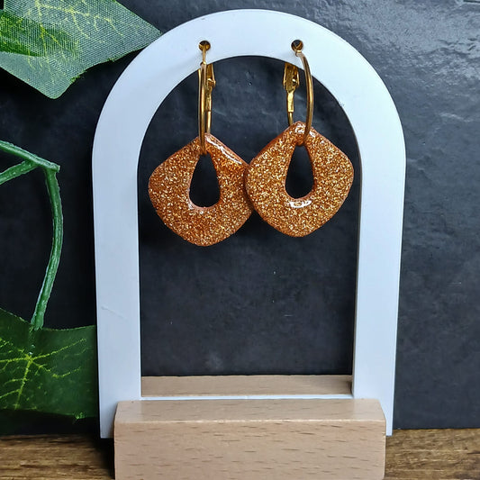 Pampilles gouttes pailletées - Bronze