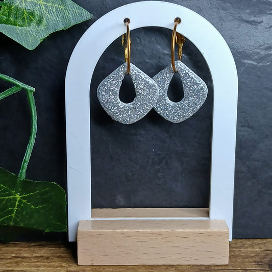 Pampilles gouttes pailletées - Argentée