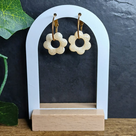 Pampilles petites fleurs pailletées - Sable