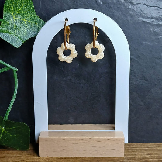 Mini-pampilles petites fleurs pailletées - Sable