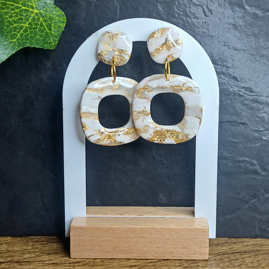Boucles d’oreilles –  Blanc doré