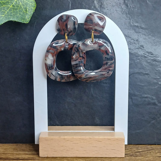Boucles d’oreilles –  Translucide / Marron / Noir